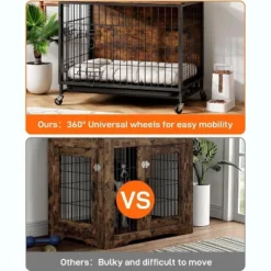 Wooden Dog Crate Furniture With Wheels And Double Door – Modern Pet House, Removable Tray, Stylish End Table For Living Room, Bedroom, And Outdoors -Home Decor Store GUEST de63a954 2062 46dd aa9d f98f9594ea7a