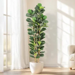 Whizmax Artificial Fiddle Leaf Fig Tree, Faux Trees With Fake Plants Fiddle Leaves Greenery With White Tall Planter For Home Office Decor -Home Decor Store GUEST dec8ab82 f84e 4b02 a553 0b1242bd1f92