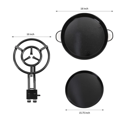 Paella Burner And Stand Set On Wheels - Complete Paella Kit For Up To 14 -16 Servings With 18 Inch Paella Pan 2 Paella Burner And Stand Set On Wheels - Complete Paella Kit For Up To 14 -16 Servings With 18 Inch Paella Pan - Image 2