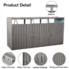 Outdoor Garbage Bin Shed For 3 Trash Cans, Stainless Galvanized Steel Bin Shed W/Lifting Lids Lockable Doors, Ventilated Storage Shed For Garden Yard