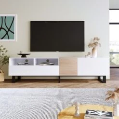 TV Stand Entertainment Center With Cabinets Drawers Open Shelves 2 U-shaped Legs Easy Assembly TV Cabinet For TVs Up To 80” -Home Decor Store GUEST e1ebd43d 2987 444e a5a2 1782d20f2439
