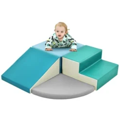 Toddler Playtime Corner Climber, Indoor Active Play Structure For Toddlers And Kids, Safe Soft Foam For Crawling And Sliding- Contemporary/Green -Home Decor Store GUEST e2b96258 98ce 413a ae36 a61e40145ee9