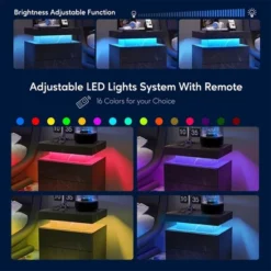 Nightstand With 2 Drawers, Bedside Tables With Adjustable LED Lights, Small Night Stands, Modern Side Table For Living Room Bedroom, Easy Assembly 14 Nightstand With 2 Drawers, Bedside Tables With Adjustable LED Lights, Small Night Stands, Modern Side Table For Living Room Bedroom, Easy Assembly -Home Decor Store GUEST e2cd3d93 81bf 4ee2 8243 f23657a3888d