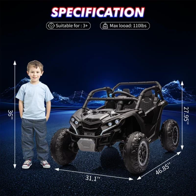 2-Seater Electric Utv For Kids, 24V 4WD Ride-On Car With Remote Control, Battery-Powered Off-Road Toy 5 2-Seater Electric Utv For Kids, 24V 4WD Ride-On Car With Remote Control, Battery-Powered Off-Road Toy - Image 5