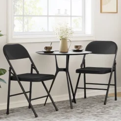 Whizmax Solo Classic Home Adult Modern Metal Indoor Auditorium Padded Folding Chairs, Black (Set Of 4) -Home Decor Store GUEST e36bf84d 17bf 40d7 a76d 8f0314899f57