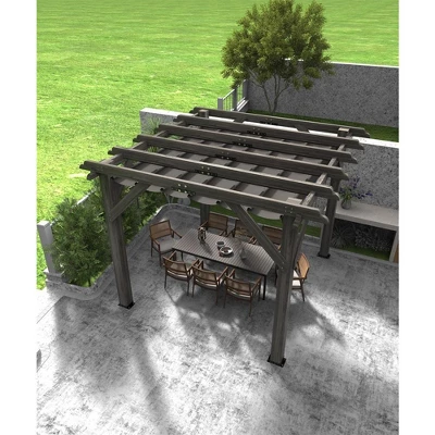 10x12x7.5FT Cedar Pergola Outdoor Wood Pergola With Canopy, Solid Structure Shelter For Deck, Garden, Backyard, And Lawn - Grey Charcoal 9 10x12x7.5FT Cedar Pergola Outdoor Wood Pergola With Canopy, Solid Structure Shelter For Deck, Garden, Backyard, And Lawn - Grey Charcoal - Image 9