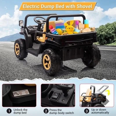 24v Ride On Dump Truck, 2 Seater Electric Ride On Car Toy For Kids, Battery Powered UTV 6 24v Ride On Dump Truck, 2 Seater Electric Ride On Car Toy For Kids, Battery Powered UTV - Image 6