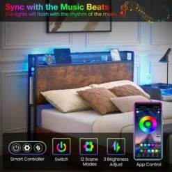 Full Queen Bed Frame With Storage Drawers And Charging Station, LED Light Bed With Storage Headboard, Platform Bed With Strong Wood Slats Support 11 Full Queen Bed Frame With Storage Drawers And Charging Station, LED Light Bed With Storage Headboard, Platform Bed With Strong Wood Slats Support -Home Decor Store GUEST e4f7104c f279 47d1 9c55 8204b663cf13