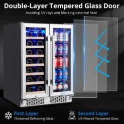 24 Inch Wine And Beverage Refrigerator, Dual Zone Wine Cooler With Glass Door Hold 20 Bottles And 78 Cans -Home Decor Store GUEST e53bcf53 b40f 4ed5 b30e b1cb07a97b89