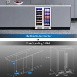 24 Inch Wine And Beverage Refrigerator, Dual Zone Wine Cooler With Glass Door Hold 20 Bottles And 78 Cans -Home Decor Store GUEST e5726d89 6570 4a5a 9c77 03f3b25c60e8