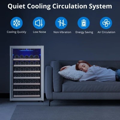 20 Inch Wine Fridge, 52 Bottle Wine Cooler Refrigerator, 40-66¡ãF Wine Refrigerator With Glass Door, Blue LED Light Wine Fridge 2 20 Inch Wine Fridge, 52 Bottle Wine Cooler Refrigerator, 40-66¡ãF Wine Refrigerator With Glass Door, Blue LED Light Wine Fridge - Image 2