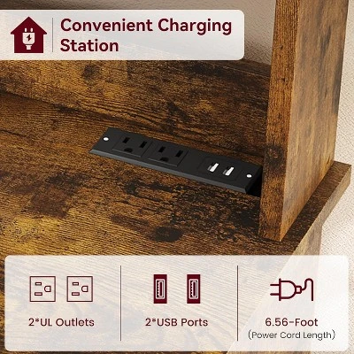 Farmhouse Microwave Stand Bakers Rack With Power Outlet, 63" Freestanding Bakers Rack With Thickened Counter And Storage Cabinet For Kitchen,Dining 3 Farmhouse Microwave Stand Bakers Rack With Power Outlet, 63" Freestanding Bakers Rack With Thickened Counter And Storage Cabinet For Kitchen,Dining - Image 3