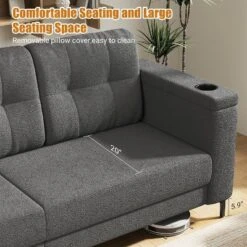 83.5" 3 Seater Sofa Couch With Storage Armrests For Living Room, Comfy Sofa Couch With Wide Seat -Home Decor Store GUEST e7fcd201 8602 400e 897f ec4e6c68b37e