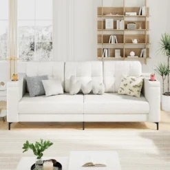 83.5" 3 Seater Sofa Couch With Storage Armrests For Living Room, Comfy Sofa Couch With Wide Seat -Home Decor Store GUEST e8c136e6 1651 4ac3 aad9 d88f9aee2b85