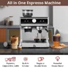 Espresso Machine With Grinder, Barista Espresso Maker With Milk Frother Steam Wand