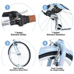 Women's Beach Cruiser Bike, 26 Inch Wheels, 7-Speed Commuter Bicycle For Men Women, Steel Frame -Home Decor Store GUEST ea43320f 9453 4420 9062 81d0d28fd784