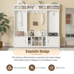 Shoe Storage Bench With Shelves Coat Hooks, Elegant Hall Tree With Wall Mounted Coat Rack, Entryway Organizer For Hallway, Foyer, Mudroom, Entrance -Home Decor Store GUEST ea6223f6 f2ca 4de6 93fb 53b746a51f85