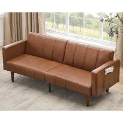 75" Mid-Century Futon Sofa Bed - PU Leather Convertible Sleeper Couch With Adjustable Backrest & Side Pockets For Living Room & Bedroom 10 75" Mid-Century Futon Sofa Bed - PU Leather Convertible Sleeper Couch With Adjustable Backrest & Side Pockets For Living Room & Bedroom -Home Decor Store GUEST eb21e6e7 818e 41e5 959e b1e4ab5a98bb