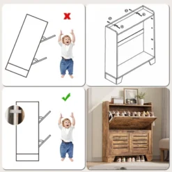 Shoe Cabinet Storage For Entryway, Narrow Shoe Cabinet With 2 Flip Drawers,Freestanding Hidden Slim Shoe Organizer Cabinet -Home Decor Store GUEST eb245de5 4017 4046 a14c 1c2f4b4d6d59