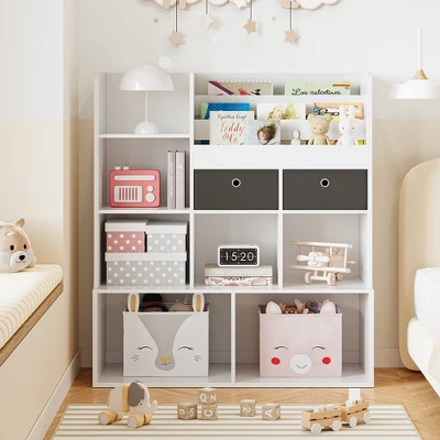 Toy Storage Organizer 47.8in Kids Bookshelf With Drawers Children Bookcase With Cubbies Wooden Toy Chest Playroom, Classroom, Nursery, Kids Room 7 Toy Storage Organizer 47.8in Kids Bookshelf With Drawers Children Bookcase With Cubbies Wooden Toy Chest Playroom, Classroom, Nursery, Kids Room - Image 7