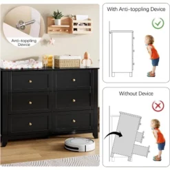 Large 6 Drawer Dresser With Deep Drawers & Metal Knobs, Modern Wooden Double Chests Of Drawers For Entryway 13 Large 6 Drawer Dresser With Deep Drawers & Metal Knobs, Modern Wooden Double Chests Of Drawers For Entryway -Home Decor Store GUEST ec9a7cbb 47b6 4f7e babd 58ce019258cc