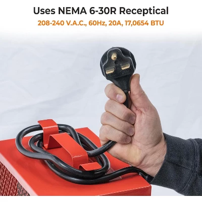 240v 4800w Electric Industrial Garage Heater For Garages, Workshops, With Cord Wrap And Carrying Handle, Thermostat Control, Overheat Protection 2 240v 4800w Electric Industrial Garage Heater For Garages, Workshops, With Cord Wrap And Carrying Handle, Thermostat Control, Overheat Protection - Image 2