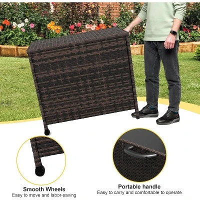 WhizMax Outdoor Storage Box, 80 Gallon Deck Box, Waterproof PE Rattan Storage Bench For Patio Cushions, Gardening Tools, Pool Accessories, Brown 4 WhizMax Outdoor Storage Box, 80 Gallon Deck Box, Waterproof PE Rattan Storage Bench For Patio Cushions, Gardening Tools, Pool Accessories, Brown - Image 4