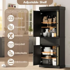 Kitchen Pantry Cabinet, Tall Storage Cabinet With Rattan Doors And Adjustable Shelves, Freestanding Cupboard With Drawer -Home Decor Store GUEST f168066d 97a8 43f5 9455 44e18640b491