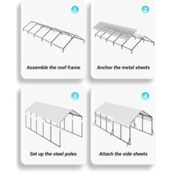 13'x26'x11' Oversized Metal Carport, Steel Heavy Duty Carport For All-Weather, Permanent Shelter For Boats, Pickup Trucks, And Tractors, N.W. 780 Lbs -Home Decor Store GUEST f17be192 060c 48c0 9199 8e20aeb683af
