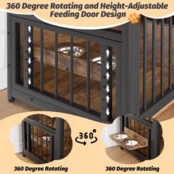 Dog Crate Furniture, Large Dog Cage For Large/Medium Dog, 48 Inch Dog Kennel With Adjustable Raised Feeders, Indoor Heavy Duty Metal Dog Crate -Home Decor Store GUEST f36e7642 4e0e 4fd4 a167 d28869d429cb