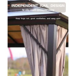 12'x12' Hardtop Gazebo For All Weather With Double Metal Roof, Aluminum Alloy Frame, Net, And Curtain; Perfect For Patio, Deck, And Backyard. Gray. 19 12'x12' Hardtop Gazebo For All Weather With Double Metal Roof, Aluminum Alloy Frame, Net, And Curtain; Perfect For Patio, Deck, And Backyard. Gray. -Home Decor Store GUEST f5b8b113 5f52 4880 ba2e 87a58d2e935d