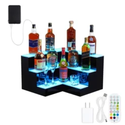 Liquor Bottle Display Shelf, 3-Tiers 20-Inch Acrylic Lighted Bottle Display With Remote & App Control -Home Decor Store GUEST f68dae94 4ad7 44d9 aa0a 7b13c8931c22