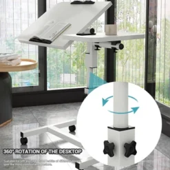 Movable Overbed Table With Wheels 23.6-37.4in Adjustable Height Overbed Table Rolling Tray Table Medical Bedside Desk With 0-90Degrees Tilting Surface -Home Decor Store GUEST f6f29be9 877b 4f1f a34c 5677cb14daef