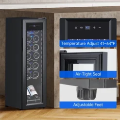Mini Wine Fridge 14 Bottle, Wine Cooler Temperature Adjustment Range 41~64¡ãF, Wine Fridge Small With Triple Pane Clear Glass Door 11 Mini Wine Fridge 14 Bottle, Wine Cooler Temperature Adjustment Range 41~64¡ãF, Wine Fridge Small With Triple Pane Clear Glass Door -Home Decor Store GUEST f89997d1 9815 4b14 9a89 10d06946d667