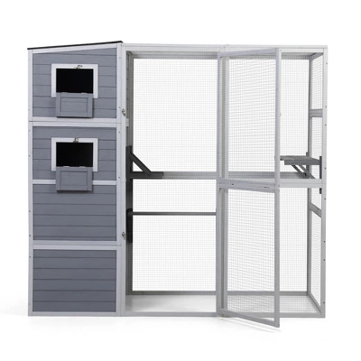 Large Outdoor Catio Cat Enclosures With Waterproof Roof 2 Jumping Platforms And Resting Rooms 4-Tier Cat Playpen Wooden Cat Enclosure Indoor Outdoor 2 Large Outdoor Catio Cat Enclosures With Waterproof Roof 2 Jumping Platforms And Resting Rooms 4-Tier Cat Playpen Wooden Cat Enclosure Indoor Outdoor - Image 2