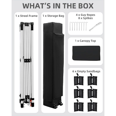10x20 Pop Up Canopy - 1 Min Setup, 3 Height Adjustments W/Sandbags, UV Protection For Camping, Beach, Parties 7 10x20 Pop Up Canopy - 1 Min Setup, 3 Height Adjustments W/Sandbags, UV Protection For Camping, Beach, Parties - Image 7