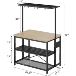 47" Large Kitchen Island Table Bakers Rack With Power Outlet And 3-Tier Storage-Microwave Stand Oven Shelf, Metal Coffee Bar Table -Home Decor Store GUEST fcc33ec0 4f58 4e99 aa7a 1a0015d2edbc