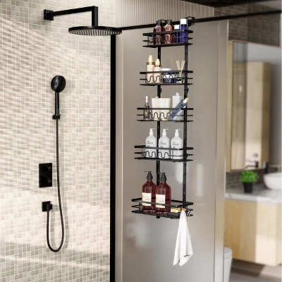 Over The Door Pantry Organizer,Hanging Basket Back Door Storage Rack Shelf,Metal Over The Door Shelves For Bathroom Kitchen Pantry Bedroom 5 Over The Door Pantry Organizer,Hanging Basket Back Door Storage Rack Shelf,Metal Over The Door Shelves For Bathroom Kitchen Pantry Bedroom - Image 5