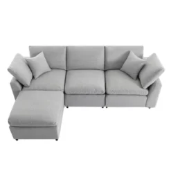 Convertible Sectional Sofa, 4 Seat L-Shaped Couch With Reversible Chaise, Sloped Armrest, Modern Upholstered Sofa For Living Room Apartment -Home Decor Store GUEST feb6f179 83f7 49f9 b533 8b2da5aec302